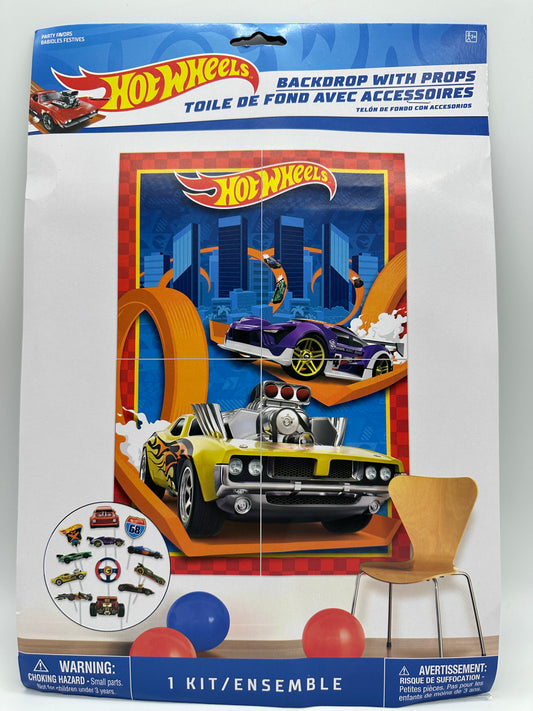 Hot Wheels Backdrop with props