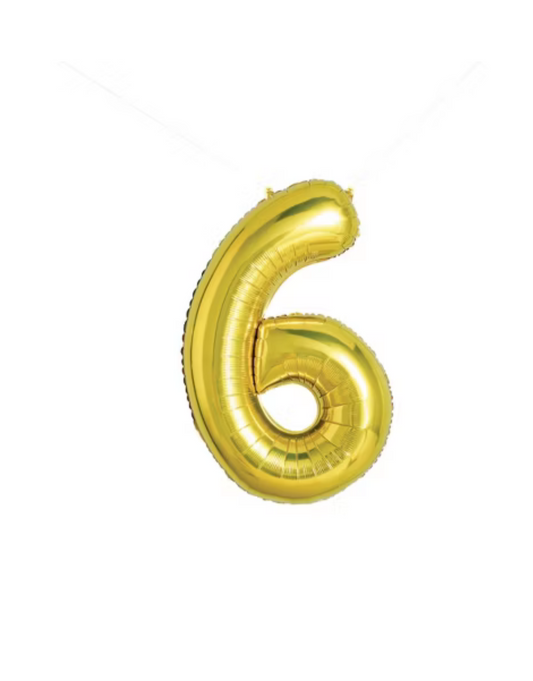 34’’ Number 6 Foil Balloon-Gold