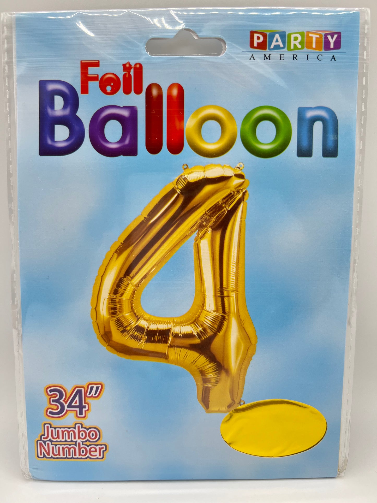 34’’ Number 4 Foil Balloon-Gold
