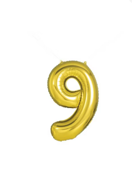 34’’ Number 9 Foil Balloon-Gold