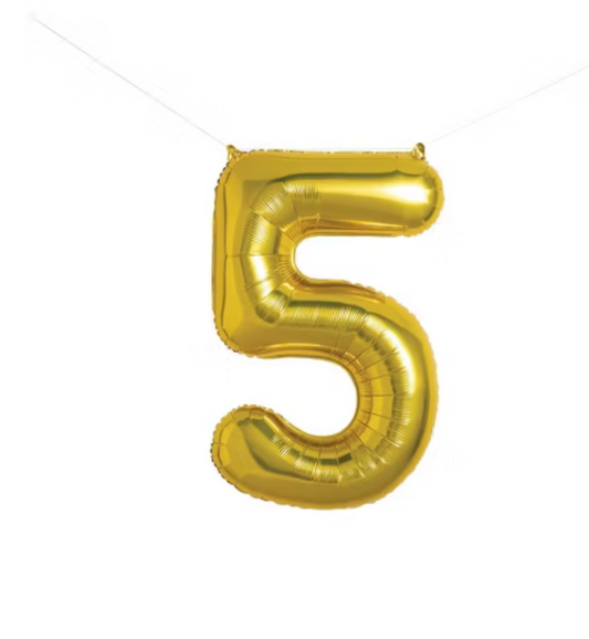 34’’ Number 5 Foil Balloon- Gold