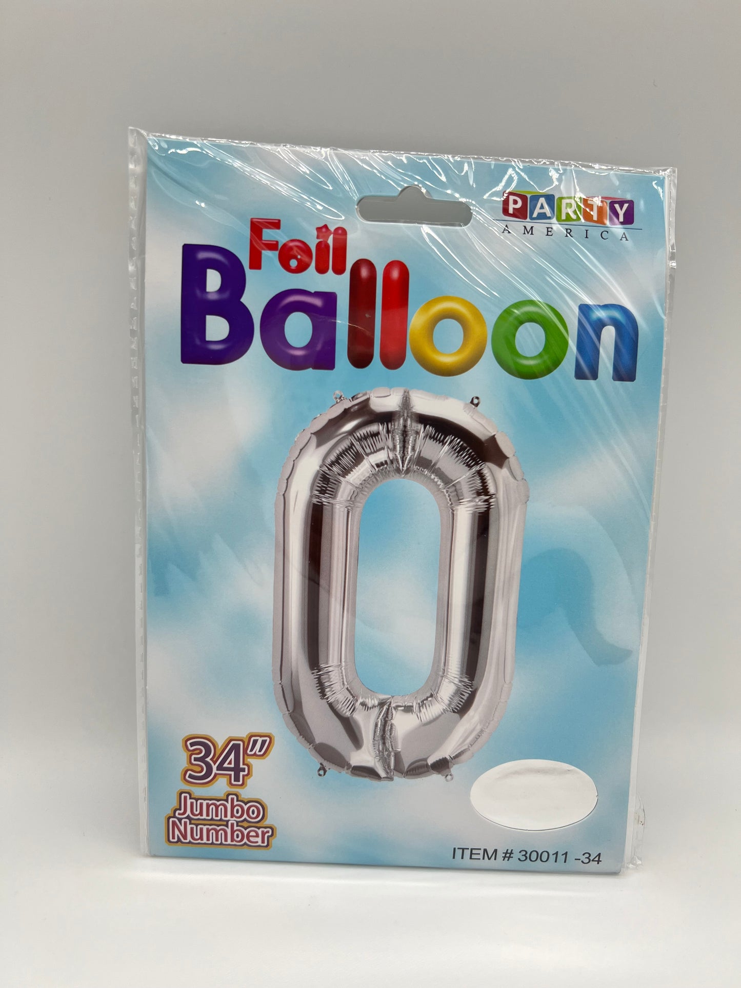 34’’ Number 0 Foil Balloon- Silver