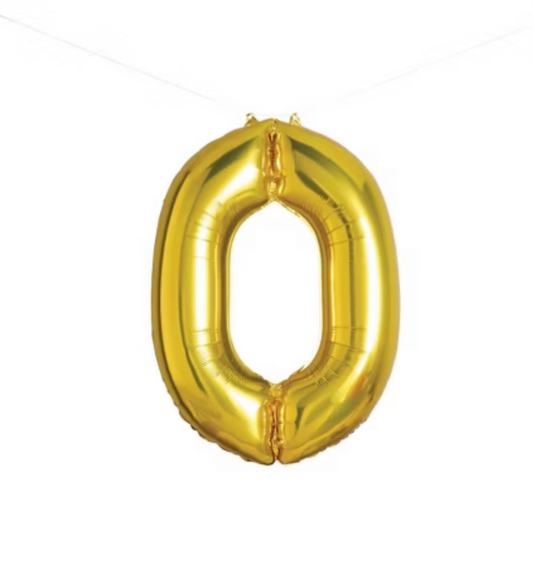 34’’ Number 0 Foil Balloon- Gold