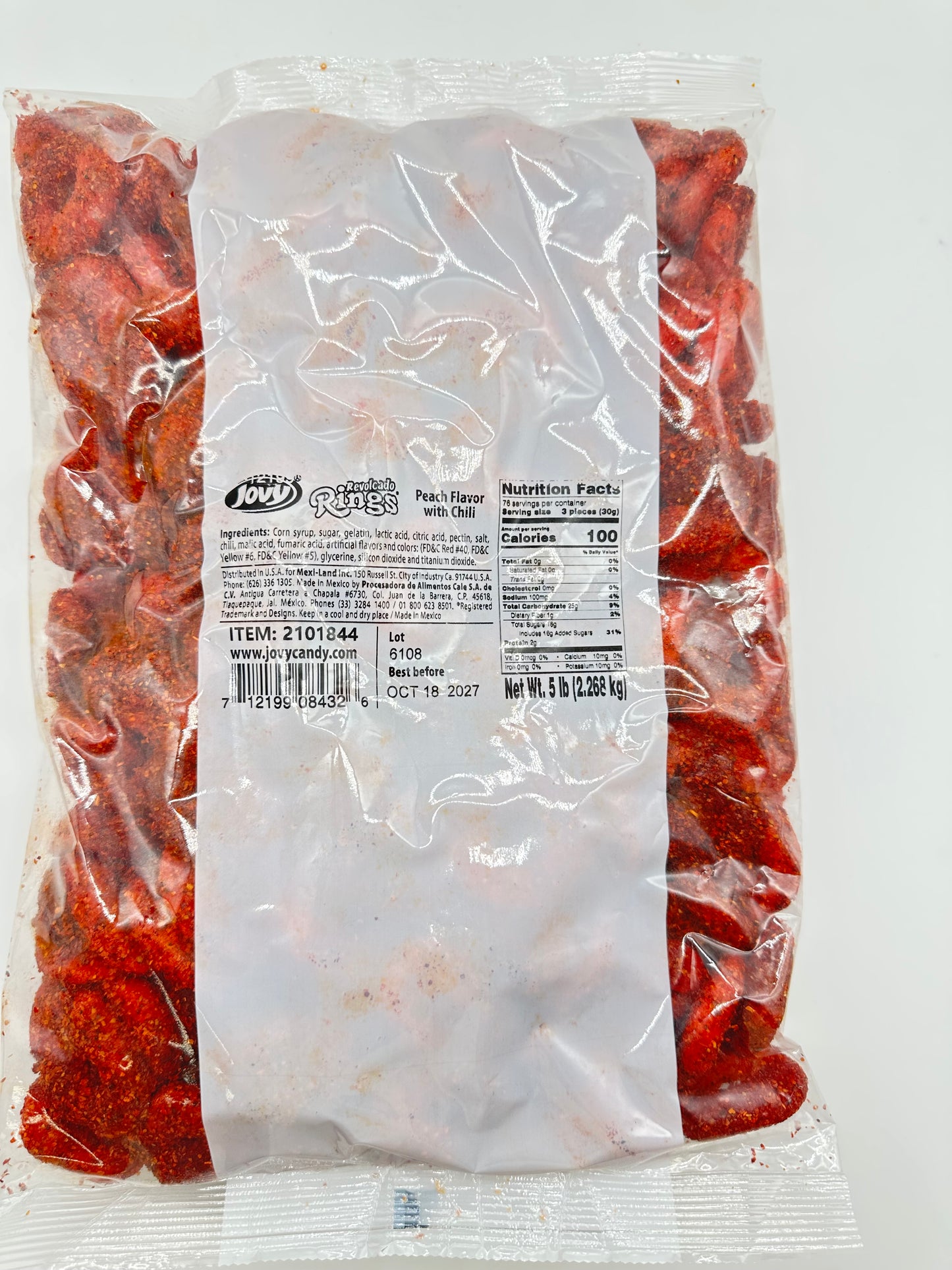 Jovy Revolcado Rings Peach Flavor with Chili