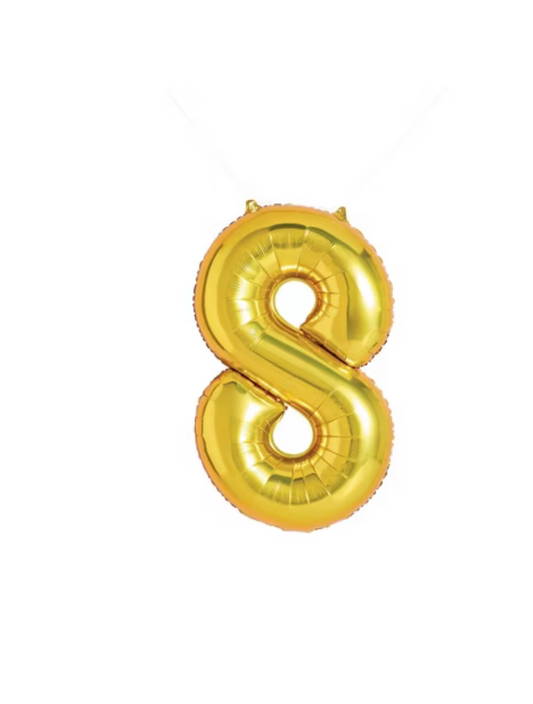 34’’ Number 8 Foil Balloon- Gold