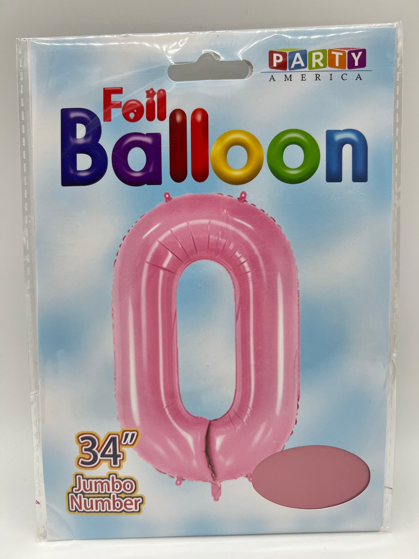 34’’ Number 0 Foil Balloon Pink