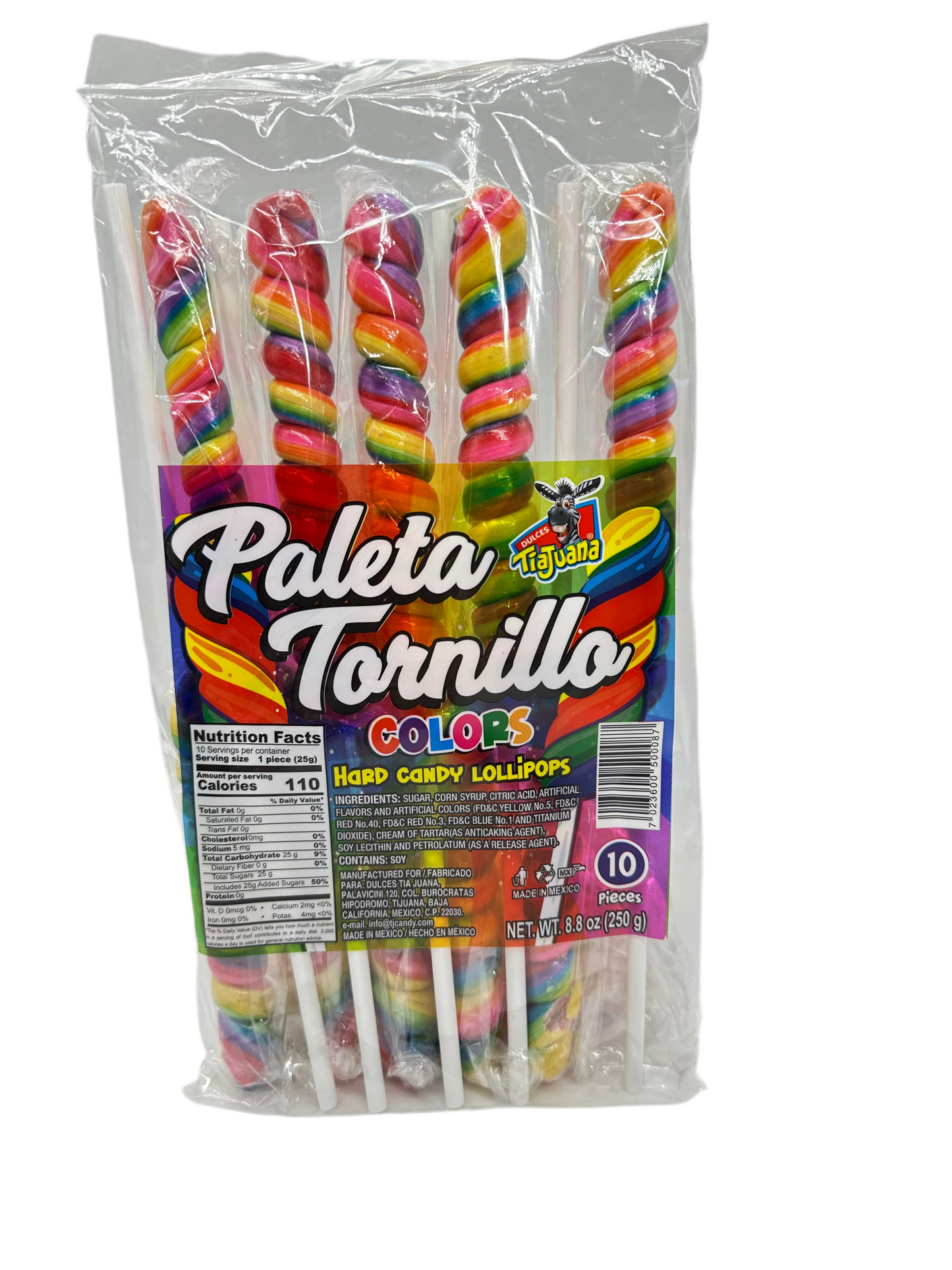 Paleta Tornillo Colors 10 pieces