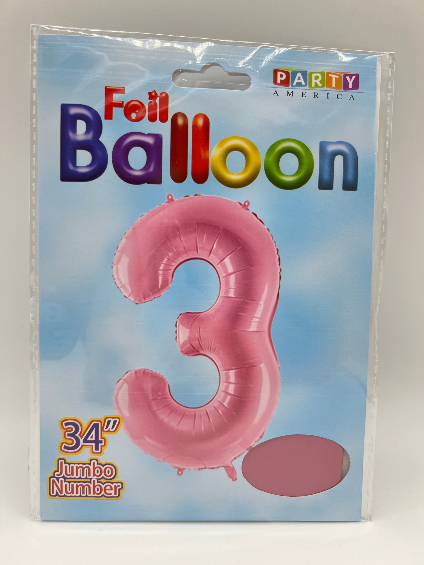 34’’ Number 3 Foil Balloon Pink